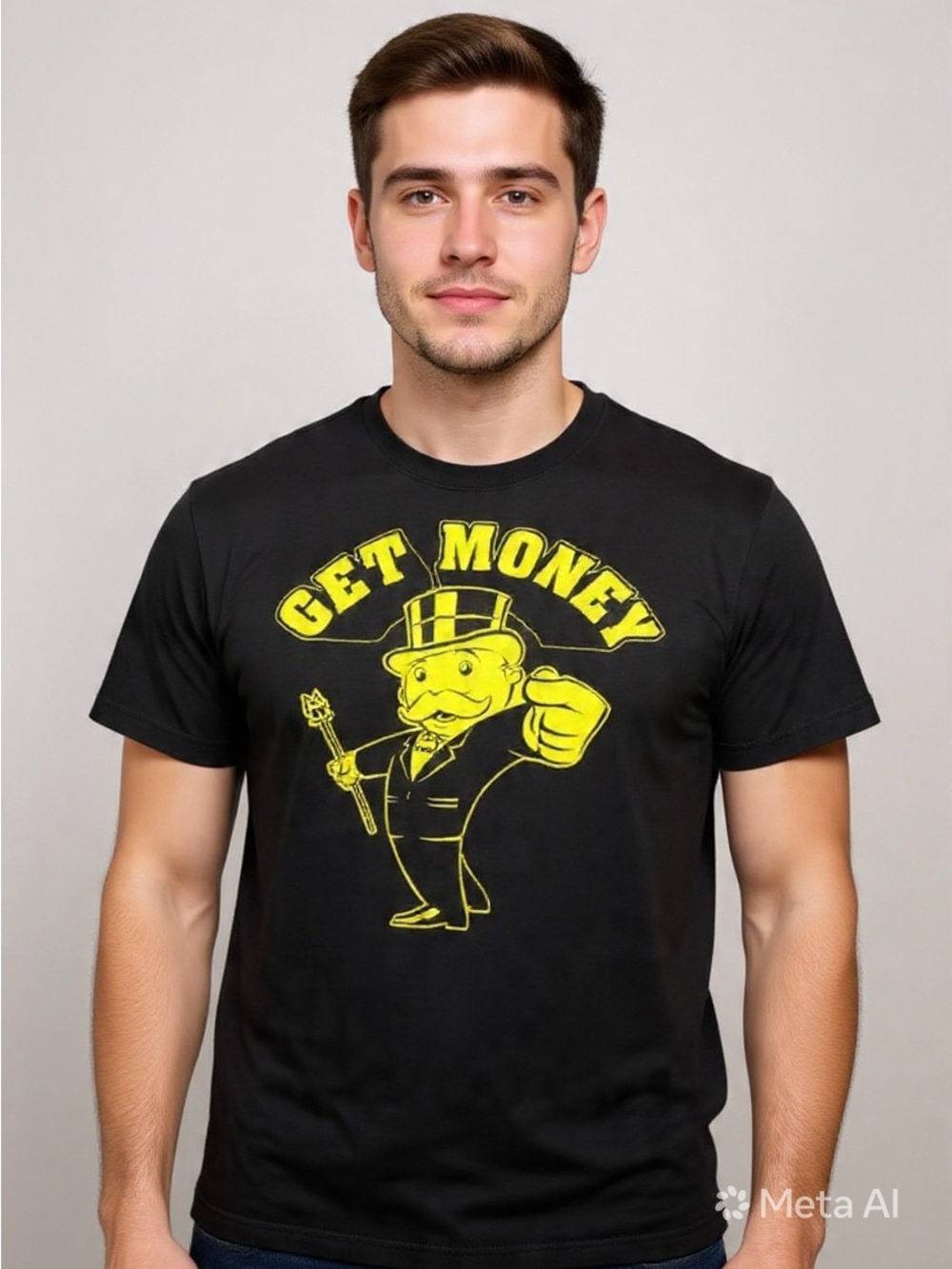 Monopoly Mr Monopoly Get Money Graphic T-Shirt Men’s Medium Black